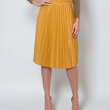 Fustă plisată cu curea galben