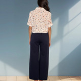 Cămașă cu legătură și print căței alb