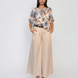 Bluză din bumbac imprimată floral albastru