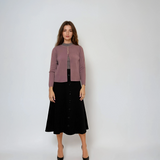 Jachetă tricotată cu nasturi aurii mov