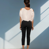 Pantaloni conici din bumbac cu șnur în talie negru
