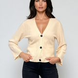 Cardigan cu decolteu în V si buzunare alb