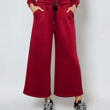 Fustă pantalon cu buzunare și șnur grena