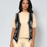 Vestă cu flori brodate negru