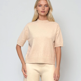 Pulover gros cu mânecă scurtă crem