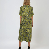 Rochie lungă din bumbac cu print floral și mânecă 3/4 vernil  l