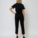 Pantaloni lungi conici din bumbac cu buzunare negru
