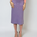 Fustă midi tricotată cu buzunare lila