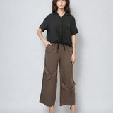 Pantaloni in cu legatura pe picior-Grej