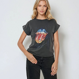Tricou larg din bumbac cu print Rolling Stones curcubeu gri