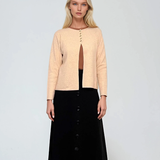 Jachetă tricotată cu nasturi aurii crem