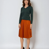 Pulover cu decolteu în V moale si confortabil verde-dark