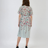 Rochie in print floral cu cordon-aqua
