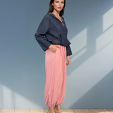 Hanorac din denim cu glugă și fermoar la decolteu bleumarin