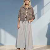 Jachetă scurtă din bumbac cu broderie spartă grej