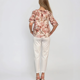 Pantaloni stretch cu nasturi decorativi alb