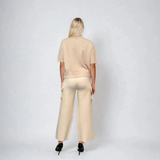 Pulover gros cu mânecă scurtă crem