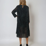 Rochie midi cu mânecă lungă și animal print verde