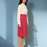 Bluză din voal cu volane la guler și mâneci alb