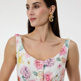 Rochie cu croială tip A din vâscoză cu nasturi și imprimeu floral ORSAY alb-flori