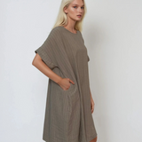 Rochie stil A cu dungi grej