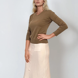 Pulover cu decolteu în V moale si confortabil olive