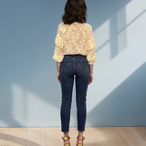 Bluză boho cu volane galben