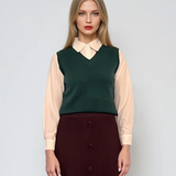 Vestă cu mâneci si guler cămasă verde