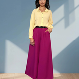 Cămașă din vâscoză cu mânecă lungă galben