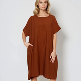 Rochie stil A cu dungi maro
