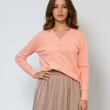 Jachetă cu buzunare si nasturi roz