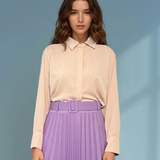 Cămașă cu nasturi ascunși și guler cu strasuri crem