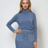 Pulover tip maletă albastru-jeans