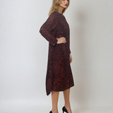 Rochie midi mânecă lungă cu animal print grena