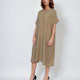 Rochie stil A cu dungi beige