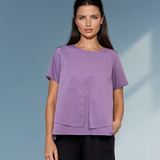 Bluză din bumbac cu mânecă scurtă și nasturi decorativi mov