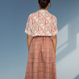 Bluză guler tunică cu un nasture aqua