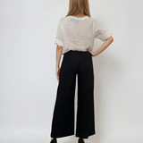 Pantaloni evazați cu fermoar și buzunare negru