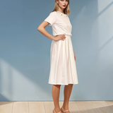 Fustă din bumbac cu pliuri alb