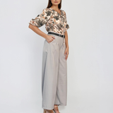 Bluză din bumbac imprimată floral kaki