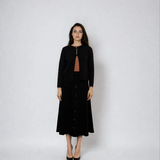 Jachetă tricotată cu nasturi aurii negru