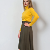 Fustă plisată cu curea kaki