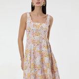 Rochie până la genunchi din bumbac cu imprimeu floral ORSAY alb-flori