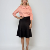 Cămașă din bumbac cu decolteu stil bărcuță elegant roz