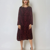 Rochie midi mânecă lungă cu animal print grena