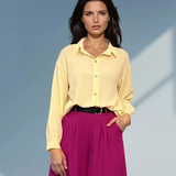Cămașă din vâscoză cu mânecă lungă galben