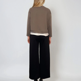 Bluză cu mânecă lungă cu insertie albă kaki