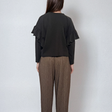 Pantaloni conici cu buzunare și pense maro