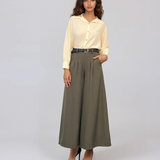 Cămașă din vâscoză cu pense la mâneci și croială lejeră galben