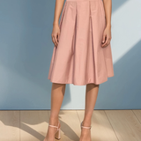 Fustă din bumbac cu pliuri roz